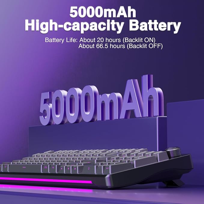 AULA S98 Pro Wireless Mechanical Keyboard with Screen & Knob,2.4GHz/USB-C/BT5.0 Hot Swappable Creamy Keyboard,Pre-lubed Linear Switches,Side Printed PBT Keycaps,RGB Backlit Gaming Keyboards - Image 9