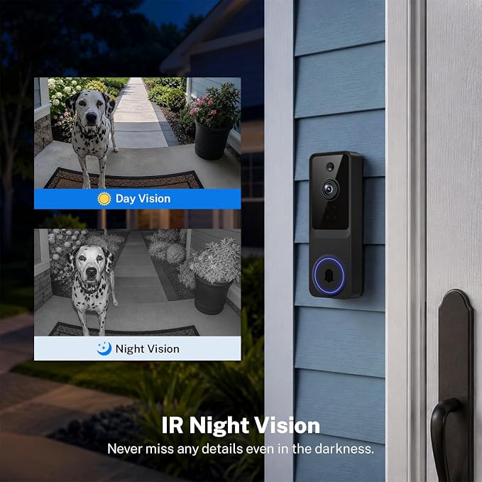 1080p Wireless Video Doorbell Camera with Smart AI Human Detection, Two-Way Audio, Live View, Night Vision, 2.4G WiFi, Battery Powered, App Control, and Cloud Storage for Home, Office & Pet Monitoring - Image 6