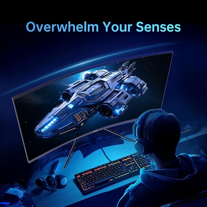 KTC 32 inch 240Hz Curved Gaming Monitor, 1080P Curved Monitor 1ms, H32S17F | 1500R, Adaptive Sync, HDR10, 125%sRGB, HDMI 2.0 x2 & DP1.4 x1, VESA, Tilt Adjustable, for Xbox PS5 Switch, Black - Image 3