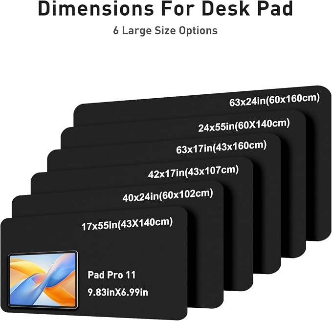 Aothia Faux Leather Desk Mat - Large Mouse Pad, Non-Slip PU Leather Blotter, Waterproof Writing Surface for Office and Home (Black, 63" x 17") - Image 5
