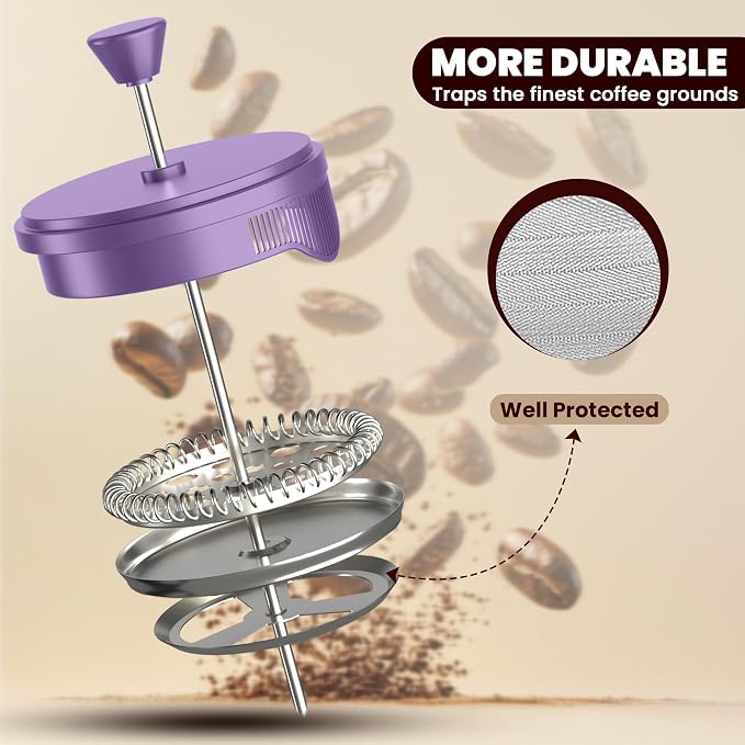 Utopia Kitchen 12 Ounce 0.35 Liter French Press Coffee Maker, Tea Maker, Travel Coffee Presses, Heat Resistant Thickened Borosilicate Coffee Pot for Camping Travel Gifts, Plum Pack of 1 - Image 5