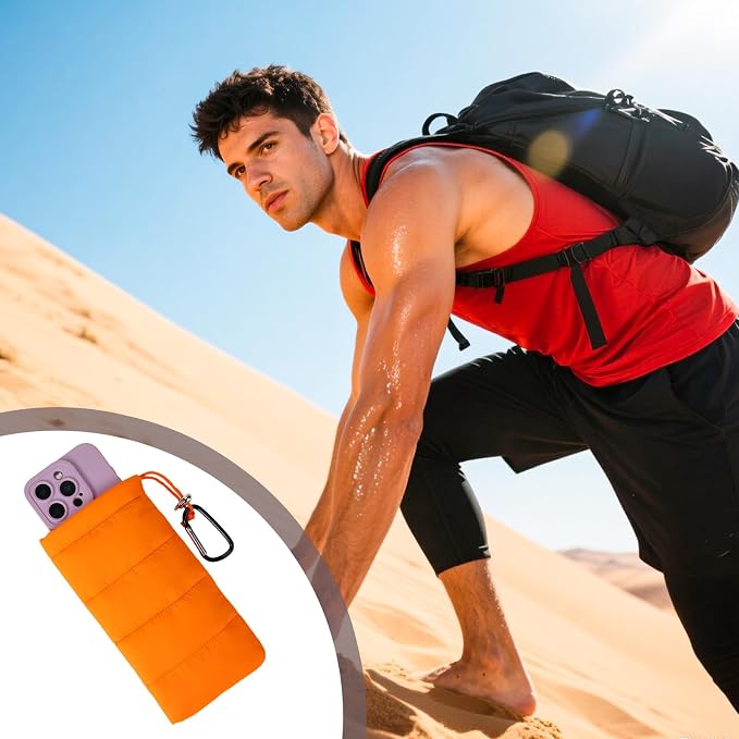 Lyreh Thermal Phone Case with Carabiner, Universal Cellphone Pouch to Prevent Freezing and Overheating, Insulated Warm Phone Cover Bags Extend Battery Life for Outdoor Sports Lovers Gifts (Orange) - Image 6