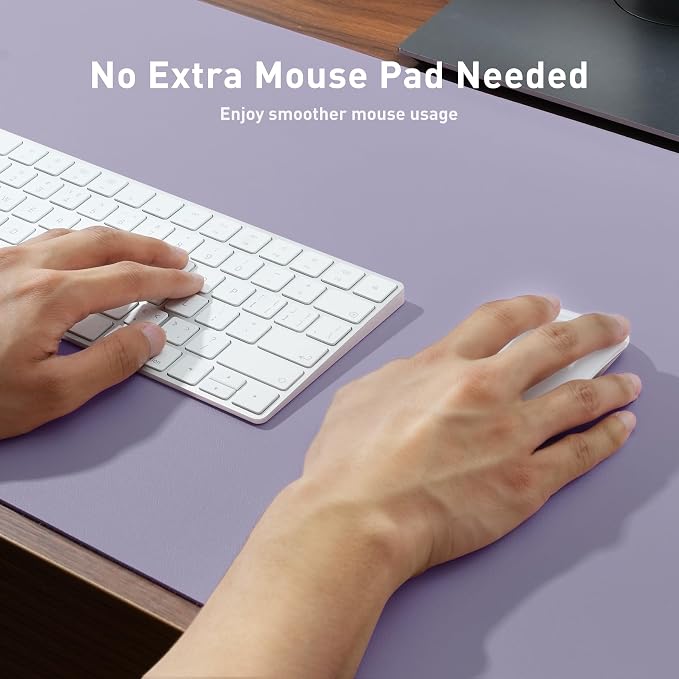 Aothia Leather Desk Pad Protector, Mouse Pad, Office Desk Mat, Non-Slip PU Leather Desk Blotter, Laptop Desk Pad, Waterproof Desk Writing Pad for Office and Home (31.5" x 15.7", Lavender) - Image 4