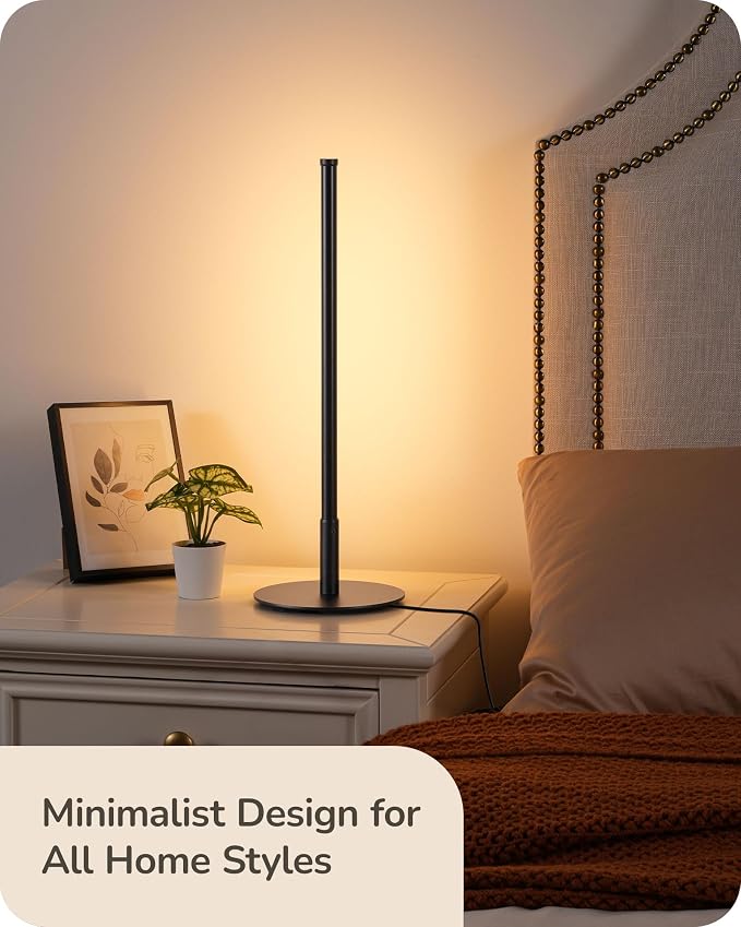 EDISHINE Upgraded LED Table Lamp, Stepless Dimmable Bedside Lamp with 3 Color Temperature, Modern Nightstand Lamp, Desk Lamp for Bedroom, Living Room, Corner, Gift, Metal Finish, Black, 6W | 3 Color Temperature, Memory Function, Metal Finish, Skinny Mo... - Image 5