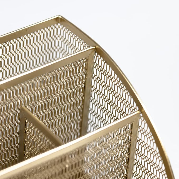 BLU MONACO | Gold Desk Organizer with Drawer | Metal Desktop Caddy with Six Compartments for Office Supplies | Stylish Desk Organizers and Accessories for Home or Office - Image 5