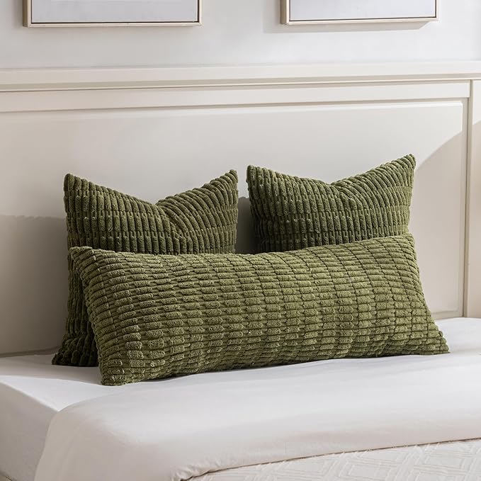 Fancy Homi 4 Packs Decorative Throw Pillow Covers for Living Room Couch Bed, Modern Farmhouse Boho Home Décor Accent Cushion Case, 14" x 14", Moss Green - Image 5