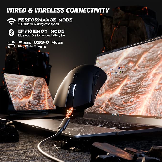 ATTACK SHARK X68 HE 60% Wired RT 8K Keyboard and Wireless R1 Mouse-Black | Adjustable Actuation,Hall Effect Mechanical Magnetic Switch,Coiled Cable,USB C/2.4Ghz/BT Ultralight 18K DPI Mice for PC Gamer - Image 8