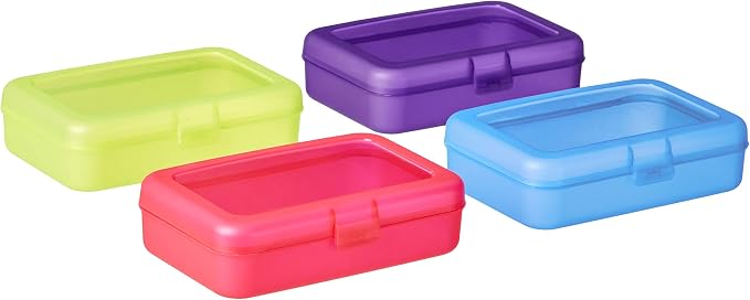 Amazon Basics Large Pencil Cases,Storage Organizer,Durable Plastic School Supply Box,Multi-Color Student Organization for Office,College & Classroom Supplies,(Pack of 48) - Image 4