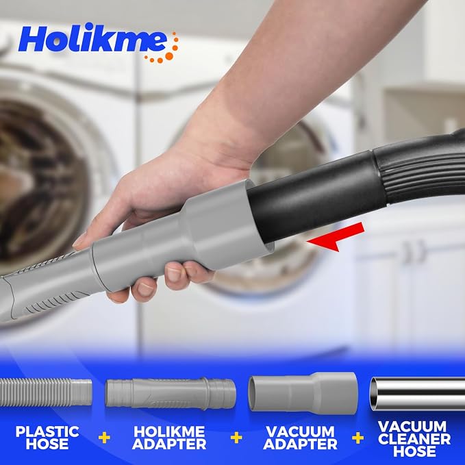 Holikme Dryer Vent Cleaner Kit – Gray Lint Vacuum Attachment | Dryer Vent Vacuum Hose Replacement Parts Reach Deep Inside Vents - Remove Hidden Lint, Speed Drying & Reduce Fire Risk - Image 4