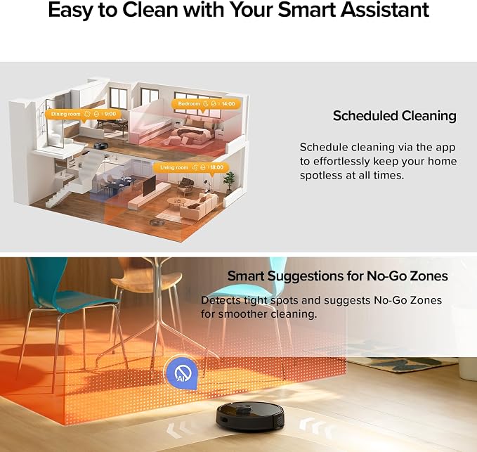 roborock Q7 M5+ Robot Vacuum and Mop, Up to 7-9 Weeks Self-Empty, 10000Pa | Upgraded from Q5 Max+, Dual Anti-Tangle System for Pet Hair & Carpet, PreciSense LiDAR Navigation, App Control, Black - Image 8