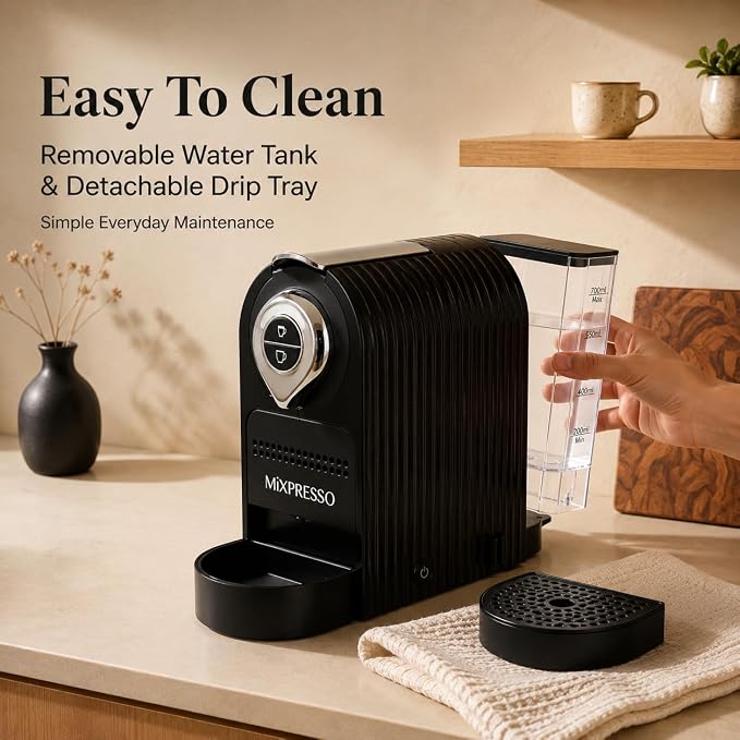 Mixpresso Espresso Machine, Compatible with Nespresso OriginalLine Capsules | 1400W single serve coffee maker with one-touch operation, 19-bar Italian pump and 27oz water tank, black - Image 7