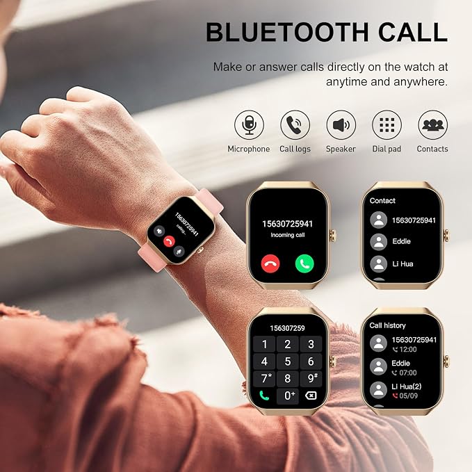 Jugeman Smart Watch for Women, 1.96" HD Smartwatch (Answer/Make Call) with Heart Rate/Sleep Monitor/Pedometer Fitness Watch 113+ Sport Modes, IP68 Waterproof Activity Tracker for Android iOS - Image 3