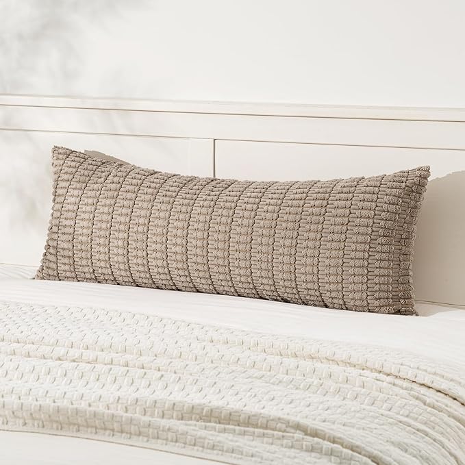 MIULEE Pack of 1 Light Brown Long Body Lumbar Decorative Throw Pillow Cover 14x36 Inch for Bed Couch Sofa Living Room Soft Boho Pillow Cover Modern Farmhouse Home Decor by MIULEE