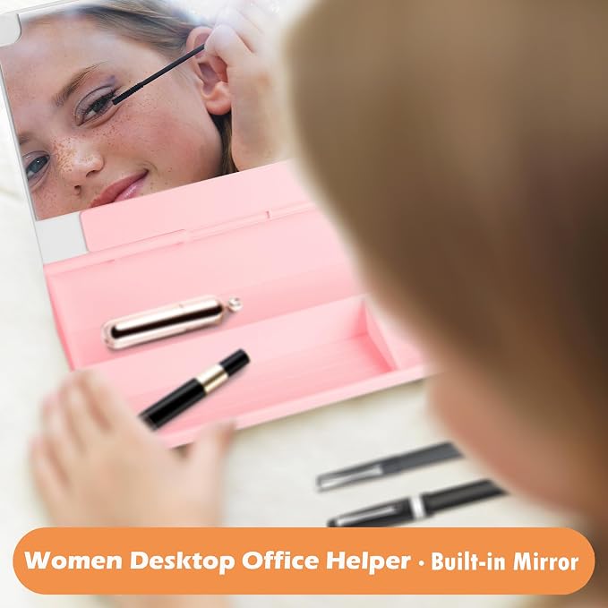 SELEAD Desktop Glass Whiteboard with Wireless Charger Station and Mirror, Dry Erase Board Computer Pad Keyboard Stand with Organizer for Home, School, Office Desk Accessories, Pink - Image 2