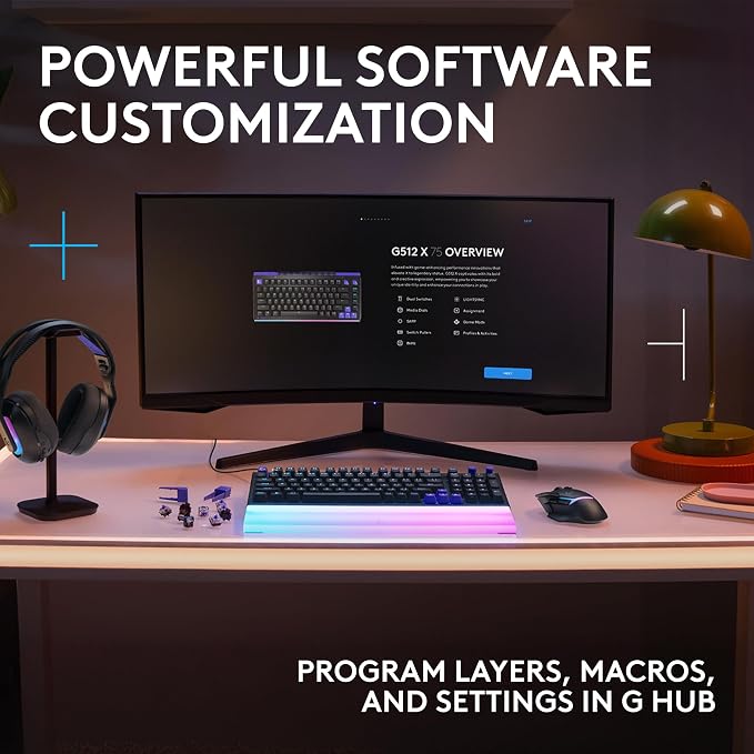 Logitech G512 X 98 TMR + Linear Switch Mechanical Gaming Keyboard - Black | Hot-Swappable 9x TMR Rapid Trigger + Linear Mechanical Switches, Gasket, PBT Keycaps, <8K, LIGHTSYNC RGB, for PC & Mac - Image 9