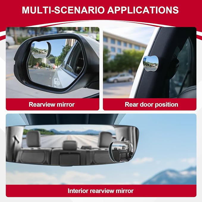 LivTee Blind Spot Mirrors, Apple-Shaped HD Glass Frameless Convex Rear View Mirrors, Wide Angle Adjustable Stick for Side Mirror, Automotive Exterior Accessories for Car, SUV & Trucks, Pack of 2 - Image 6