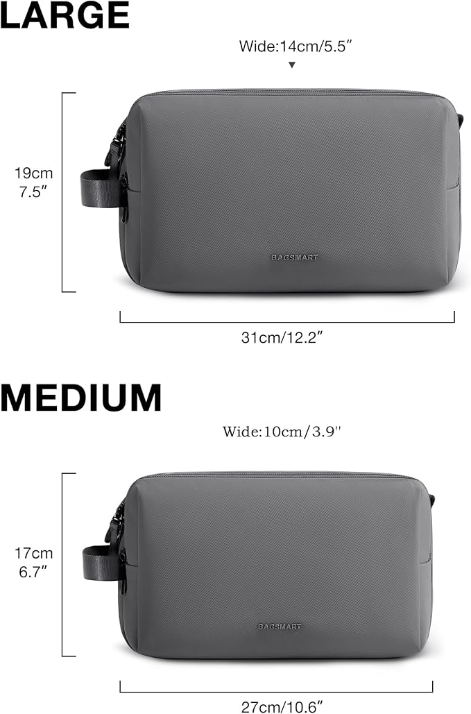 BAGSMART Toiletry Bag for Men, Travel Toiletry Organizer Dopp Kit Water-resistant Shaving Bag for Toiletries Accessories, Door Room Essentials,Grey-large - Image 7