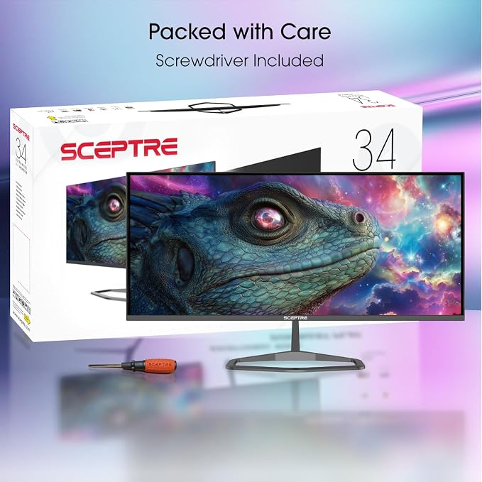 New! Sceptre 34-inch Prime Gaming Monitor 3440 x 1440 up to 180Hz DisplayPort HDMI Build-in Speakers, Machine Black 2027 (E345B-QU180D Series) - Image 3