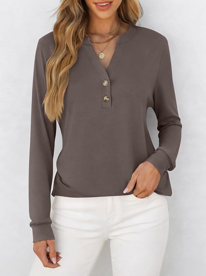 ANRABESS Women's Long Sleeve Shirts 2026 Spring Fashion Dressy Casual Tops Trendy Henley Blouses Cute Work Outfits Clothes - Image 3
