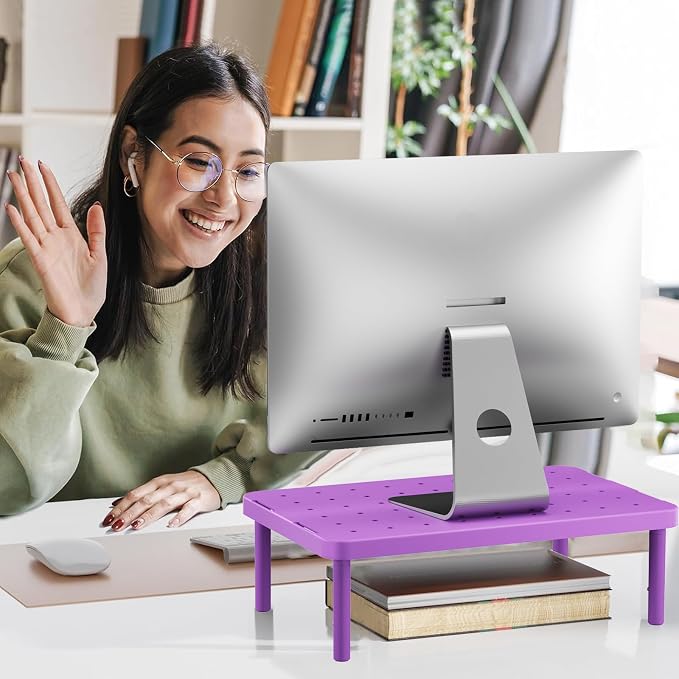 WALI Computer Monitor Stand for Desk, Adjustable Laptop Riser, Desk Monitor Stand Underneath Storage for Office, Home, School Supplies (PTT001-V), 1 Pack, Violet - Image 9