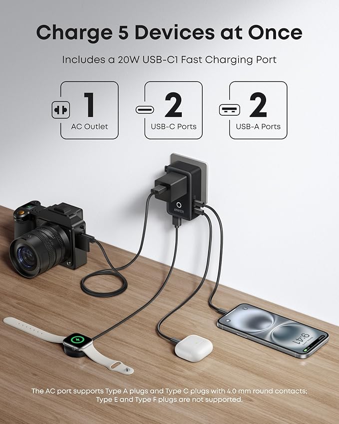Anker Nano Travel Adapter, 2 USB C Universal Charger, 20W, 1× 2-Pin AC | European Power Plug, Smart Temperature Control, Works in 200+ Countries, Not a Voltage Converter, Travel Essentials(1-Pack) - Image 3