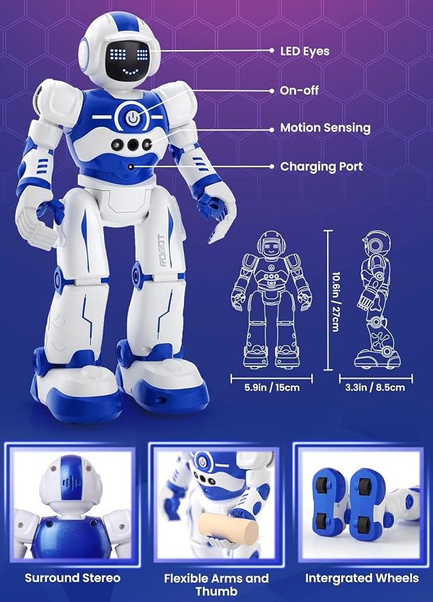 Robot Toys for Kids,Programmable Remote Control Smart Walking Dancing Robot Toy with Gesture & Sensing for Age 4 5 6 7 8 9 10 Year Old Boys for Birthday Present | Programmable RC Smart Walking Dancing Robot Toy for Age 4 5 6 7 8 9 10 Year Old Boys for ... - Image 2
