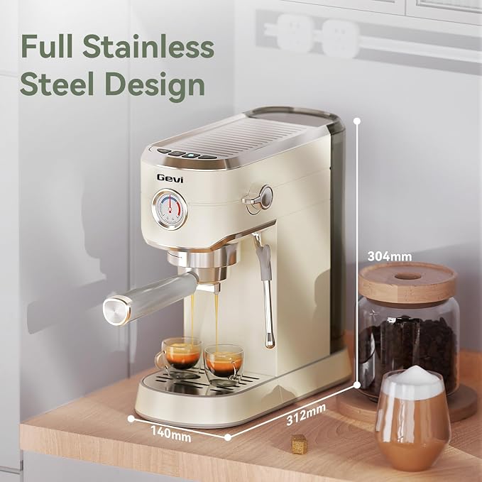 Gevi 20Bar Espresso Machine,Compact Coffee Maker with Adjustable Steam Wand | Removable Water Tank; Include Necessary Accessories; Can Make Americanos、Latte; Easy to Clean and Maintain; - Image 7