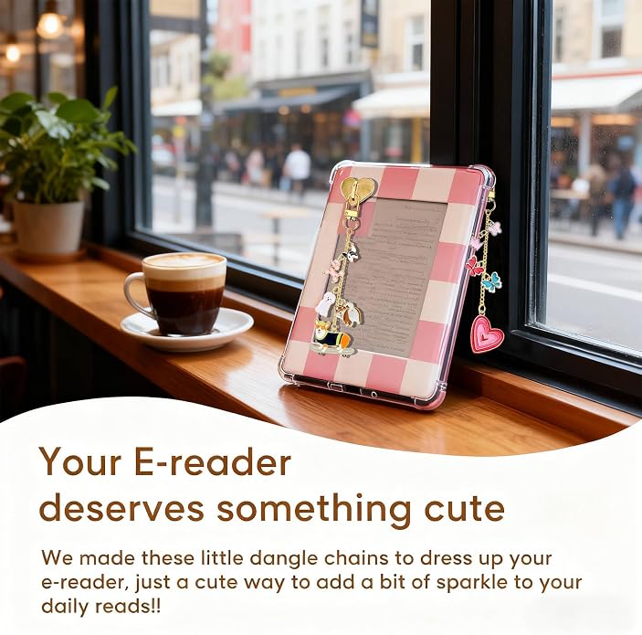 Charm Chains for Kindle,Cute E-reader Phone Charm Bracelets Accessories Compatible for Kindle E-Reader Phone iPad AirPod,Gifts for Reader Booklovers - Image 2