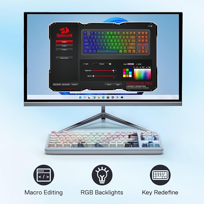 Redragon K728 PRO SE 80% 87 Keys Wireless Gasket RGB Gaming Keyboard, 3-Mode Anime Mechanical Keyboard w/Hot-Swap South-Facing LED Socket, 5-Layer Noise Dampening, Custom Hi-Fi Linear Switch - Image 8