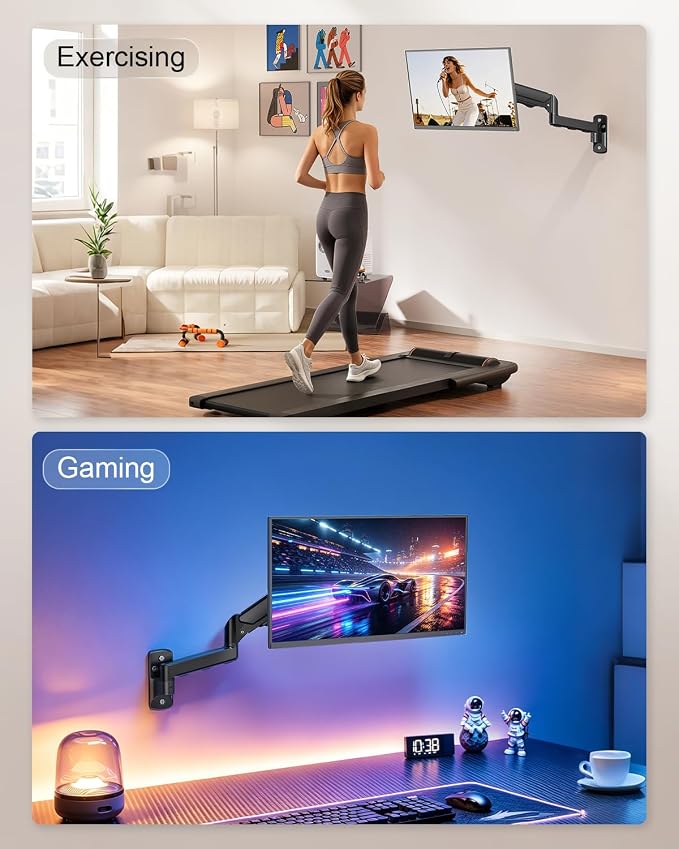 MOUNT PRO Monitor Wall Mount for 13 to 32 Inch Computer Screens, Single Monitor Mount with Tilt/Swivel/Rotation Adjustable, Gas Spring Wall Arm Holds up to 19.8lbs, Vesa Wall Mount 100x100 - Image 7