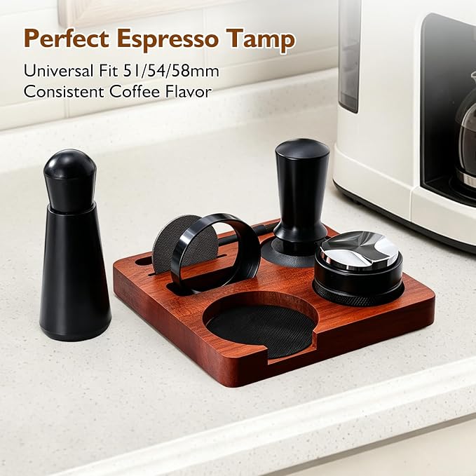 7Pcs Espresso Accessories Kit 58mm Coffee Tamper Set Tool for Barista | Espresso Machine Accessories Tools Tamper Kit with Tamping Station, WDT Tool, Coffee Distributor, Dosing Funnel, Puck Screen - Image 7
