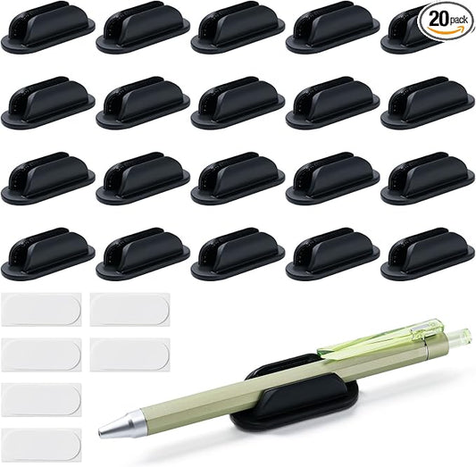 20 Pack Adhesive Pencil Holders for Desk,Silicone Flexible Pen Holder for Wall, Office, School,Home,Classroom Must Haves,Teacher Supplies Accessories,Desk Organizer,Art Supply,Small Gift ﻿ by UEHSNI