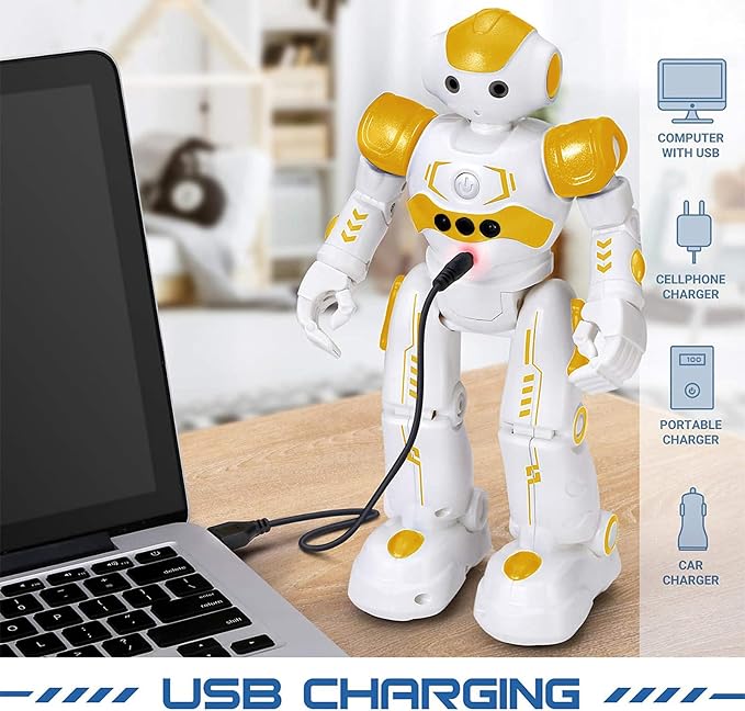 KingsDragon RC Robot Toys for Kids, Gesture & Sensing Programmable Remote Control Smart Robot for Age 3 4 5 6 7 8 Year Old Boys Girls Birthday Gift Present,Yellow - Image 4