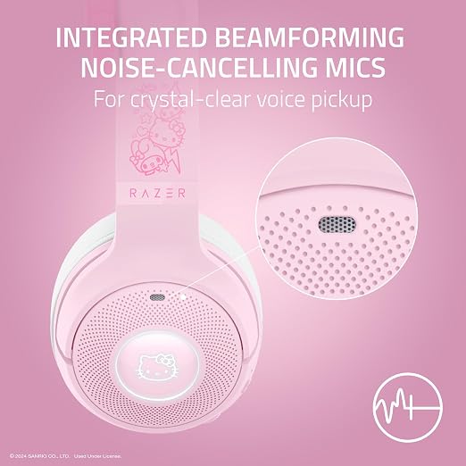 Razer Kraken Kitty V2 BT Wireless RGB Headset: Chroma RGB - Bluetooth 5.2-40 mm Drivers - 40 Hr Battery w/Type C Charging - Hello Kitty & Friends Edition | Chroma RGB Kitty Ears & Earcups, Bluetooth 5.2, 40 mm Drivers, Noise-cancelling Mics, Lightweigh... - Image 5
