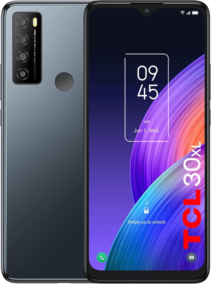 TCL 30XL |2022| Unlocked Cell Phone, 6.82 inch Vast Display, 5000mAh Battery, Android 12 Smartphone, 50MP AI Quad-Camera, 6GB RAM + 64GB ROM, US Version Mobile Phone, Night Mist (Renewed) by Amazon+Renewed