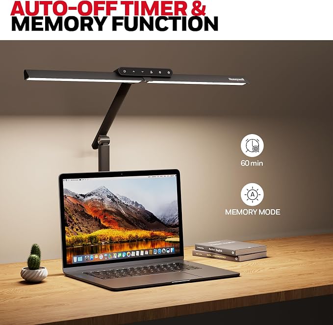 Honeywell HJ1 Sunturalux LED Clamp Desk Lamp 1200LM for Home Office | CRI≥97, 3000K-5700K, Low Blue Light, Flicker-Free, Dimmable Task Desk Light for Computer, Black - Image 8