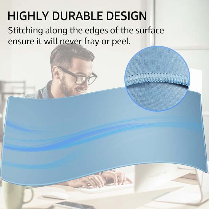 KTRIO Large Gaming Mouse Pad, Desk Mat, 31.5 x 15.7 in, Ice Blue, XXL | Smooth Micro-Weave Surface, Artistic Pattern Design, Non-Slip Rubber Base, Durable Stitched Edges, Office & Home Use - Image 3