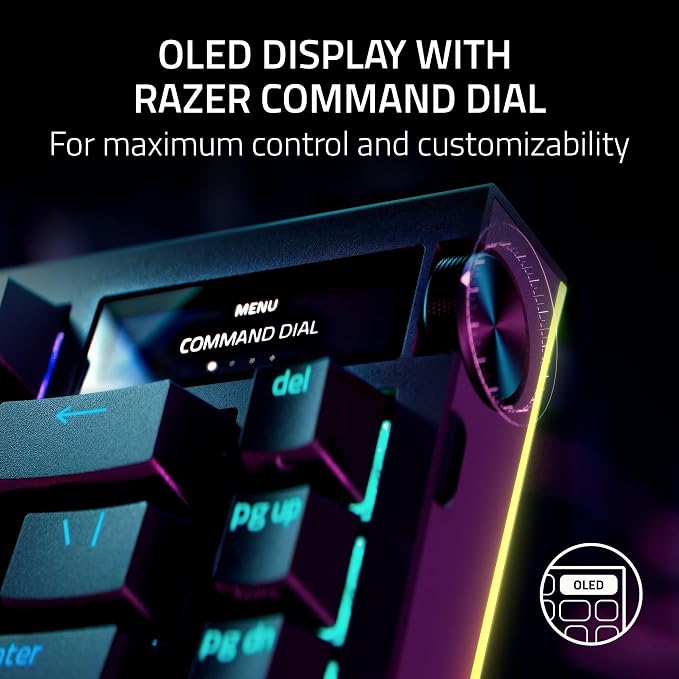 Razer BlackWidow V4 Pro 75% Wireless Gaming Keyboard, Orange Switches | Tactile & Quiet Switches, OLED Display, Hot Swappable, 4K Hz Wireless, Bluetooth, Command Dial, Chroma RGB, Razer Snap Tap - Image 4