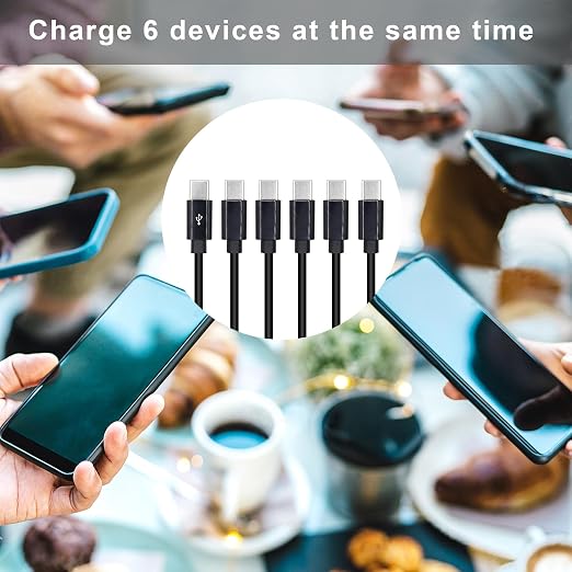 6 in 1 USB Type C Splitter Cable,USB C Male to 6 USB C Male Data Snyc and Charging Cord,USB C Multi Charging Cable for Cell Phones,Tablets and More(1.6FT/0.5M) - Image 3