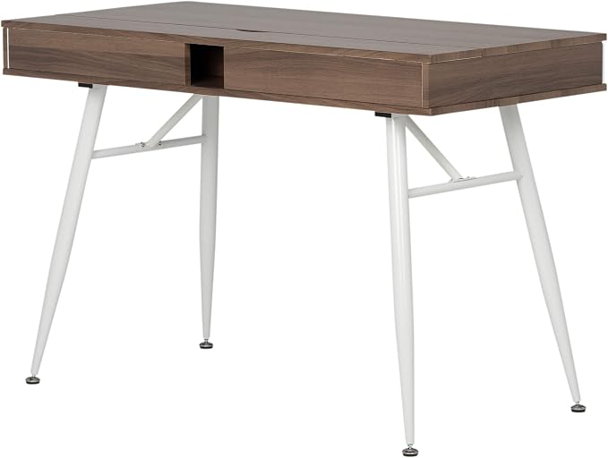 Calico Designs Alcove Modern Desk with Large Split Drawer Storage, White/Chestnut - Image 11