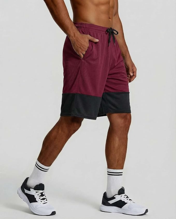 5 Pack Men's Mesh Shorts Athletic Basketball Sports Gym Workout Pockets | Cooling Moisture-Wicking, 9", Long, Quick-Dry, Breathable, Elastic Drawstring Waistband. Running, Exercise, Soccer, Training. - Image 5