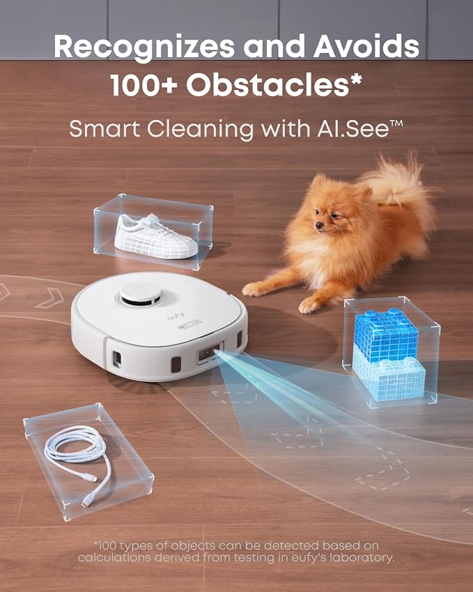 eufy X10 Pro Omni Robot Vacuum and Mop, Dual Mops, 12 mm Auto-Lift, White | 8,000 Pa Suction, Carpet Detection, AI Obstacle Avoidance, Auto Mop Washing & Drying, Self-Emptying Station - Image 4