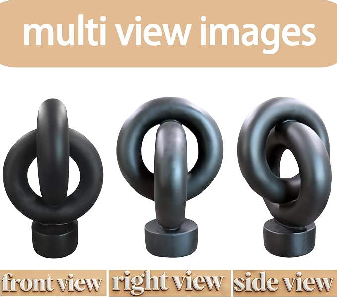 12" Modern Abstract Ring Decorative Sculpture, Knot Sculptures,Home Decor,Coffee Table Statues,Dining Living Room Desk Decor,Black - Image 6