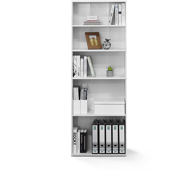 FURINNO Wright 5-Shelf Bookcase, Soft White - Image 6