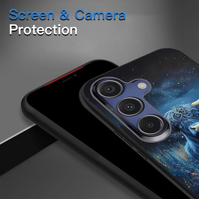 Designed for Galaxy S25 FE Phone Case,Slim Silicone Shockproof Protective Case for Galaxy S25 FE 6.7 inch,Cute Highland Cow - Image 5