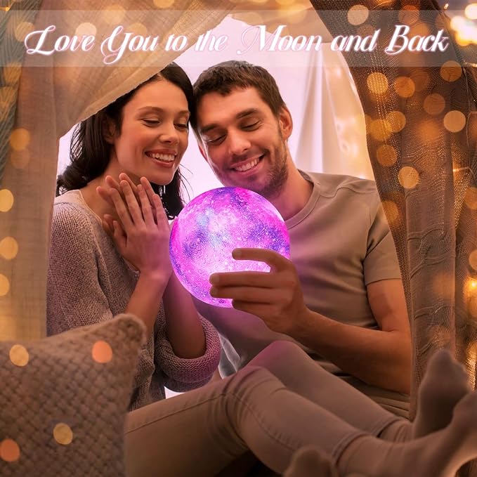 BRIGHTWORLD 7.1inch Galaxy Lamp 16 Colors Moon Lamp 3D Printing, Remote & Touch Control USB Rechargeable, Birthday Gifts for Women Room Decor Aesthetic（Black Hand Base） - Image 3