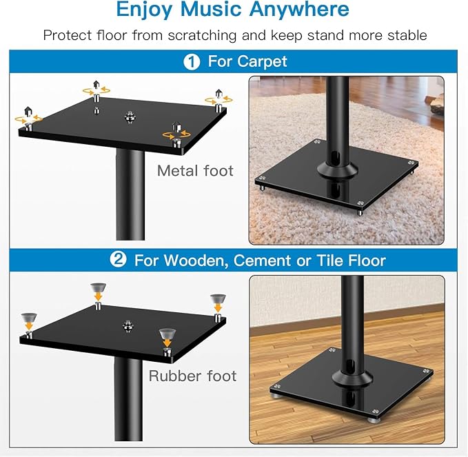 PERLESMITH Universal Floor Speaker Stands for Surround Sound up to 22LB, 27.56 Inch Bookshelf Speaker Stand for Klipsch, Polk, Yamaha & Other Large Satellite, Bookshelf Speakers, Studio Monitors,2P - Image 5