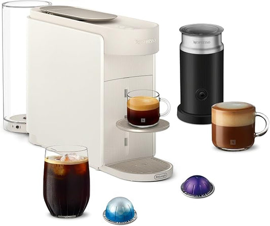 Nespresso Vertuo Up Coffee Machine with Milk Frother, White | Coffee and espresso maker by De'Longhi with 3 second start and iced mode. Aeroccino3 bundle for hot or cold milk foam. by Unknown