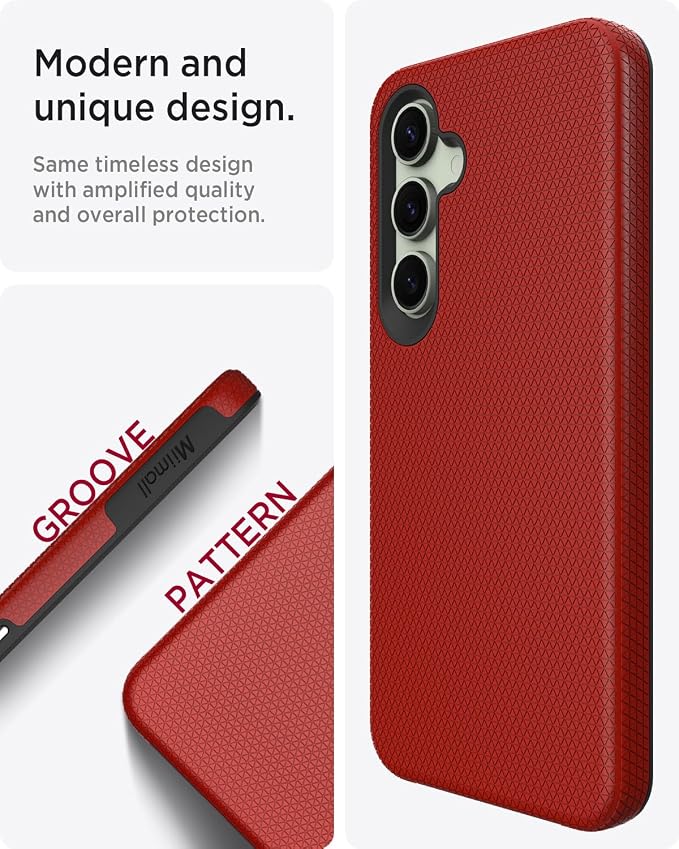 Miimall Slim Case for Galaxy S24 FE Case Rugged, [Dual Layer Protection] [Military Shockproof Drop Proof] [Anti-Slip] [Anti-Scratch] Tough Full Body Heavy Duty Cover for Samsung S24 FE, Red - Image 2