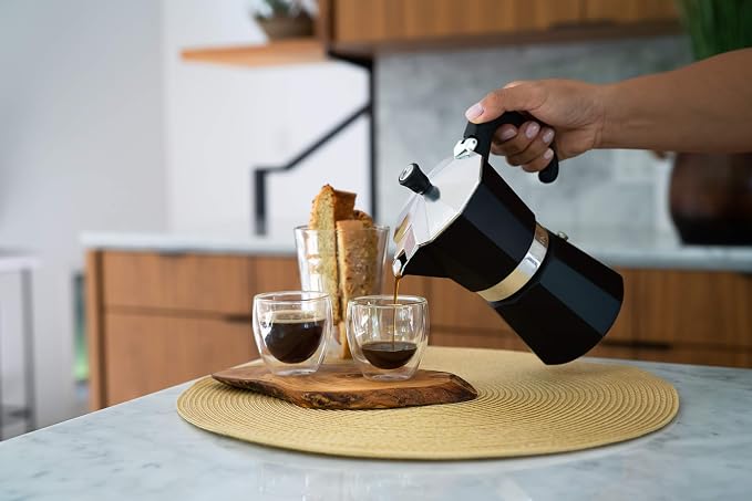 Bellemain Stovetop Espresso Maker, Italian Moka Pot, 3-Cup Black | Classic aluminum design brews rich espresso at home or camping, with an easy-to-use and easy-to-clean design. - Image 4